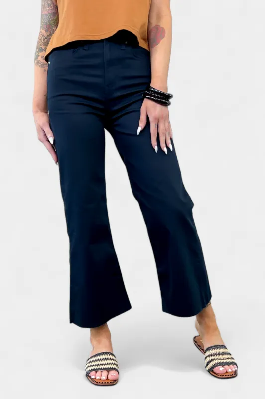 Black Flare Cropped Denim Pant sold by ZZs
