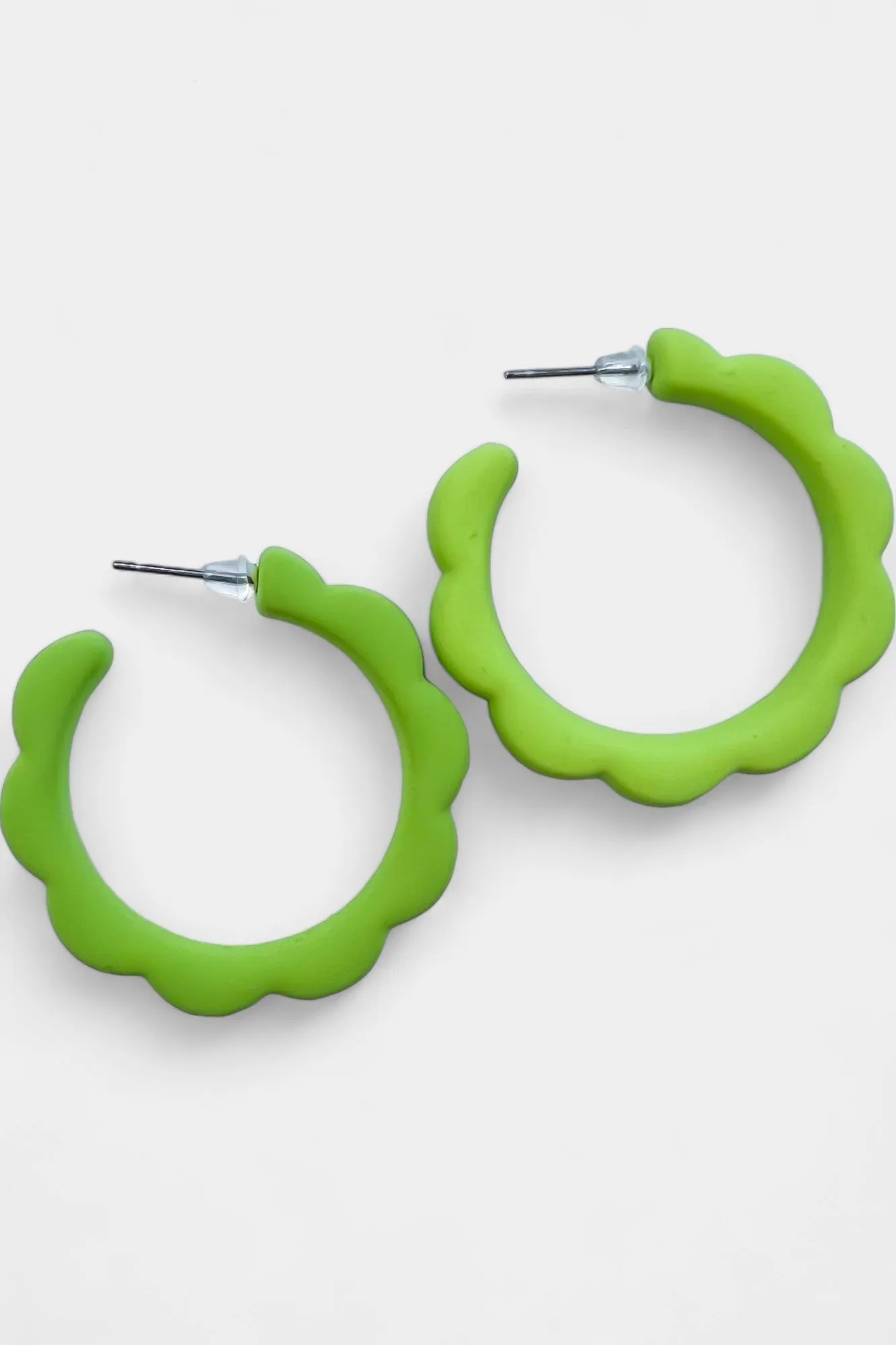 Green Flower Hoop Earrings sold by ZZs product image thumbnail 3