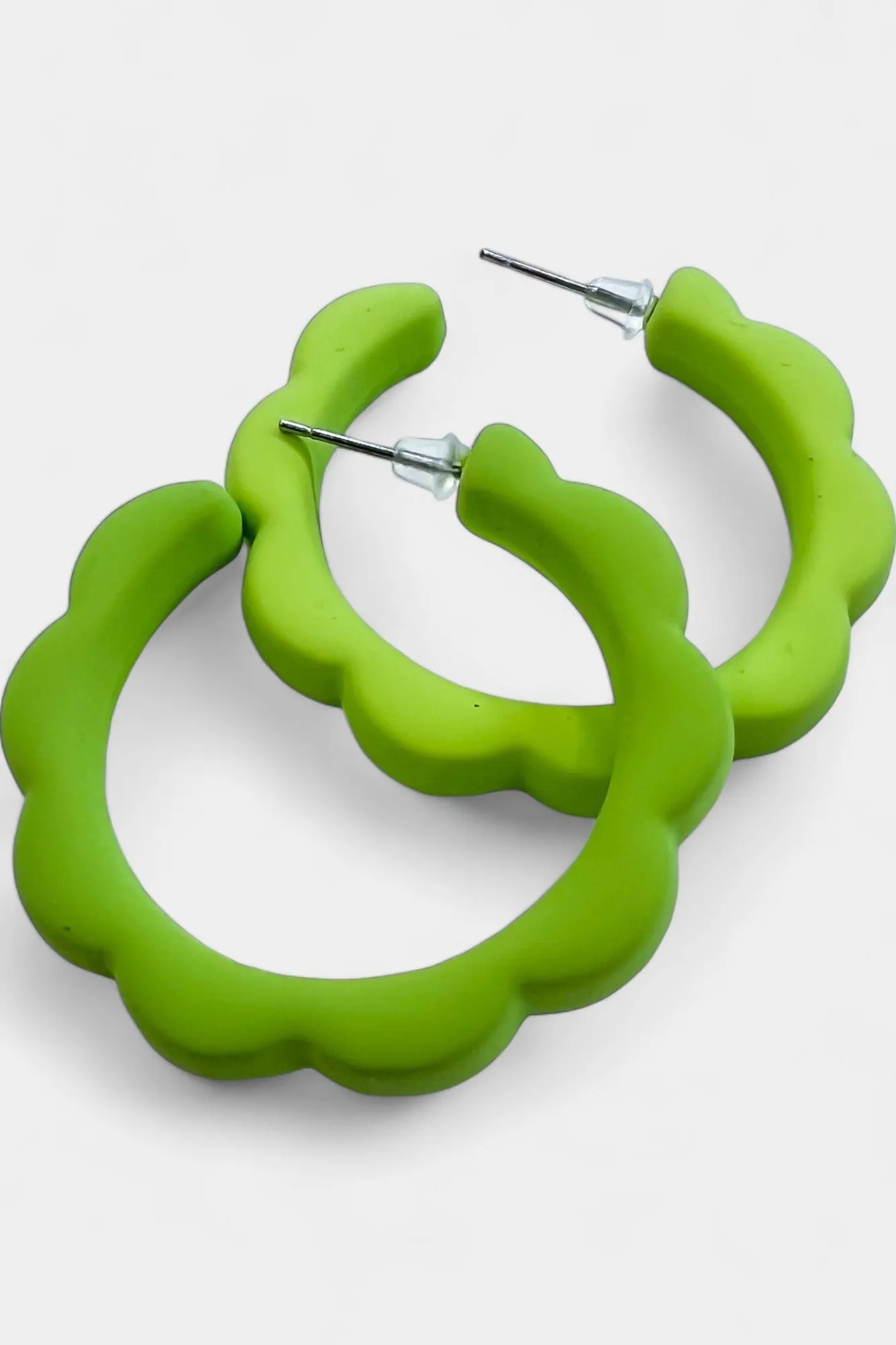 Green Flower Hoop Earrings sold by ZZs