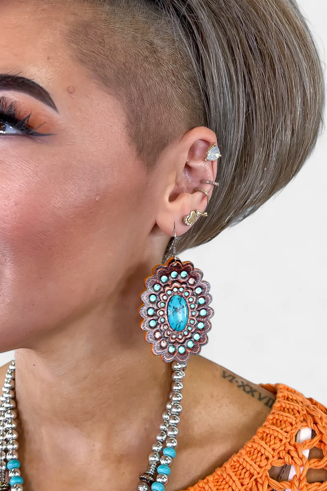 Turquoise Concho Flower Earrings sold by ZZs product image thumbnail 4