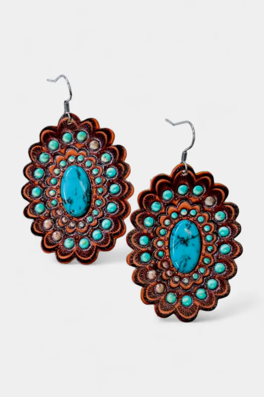 Turquoise Concho Flower Earrings sold by ZZs