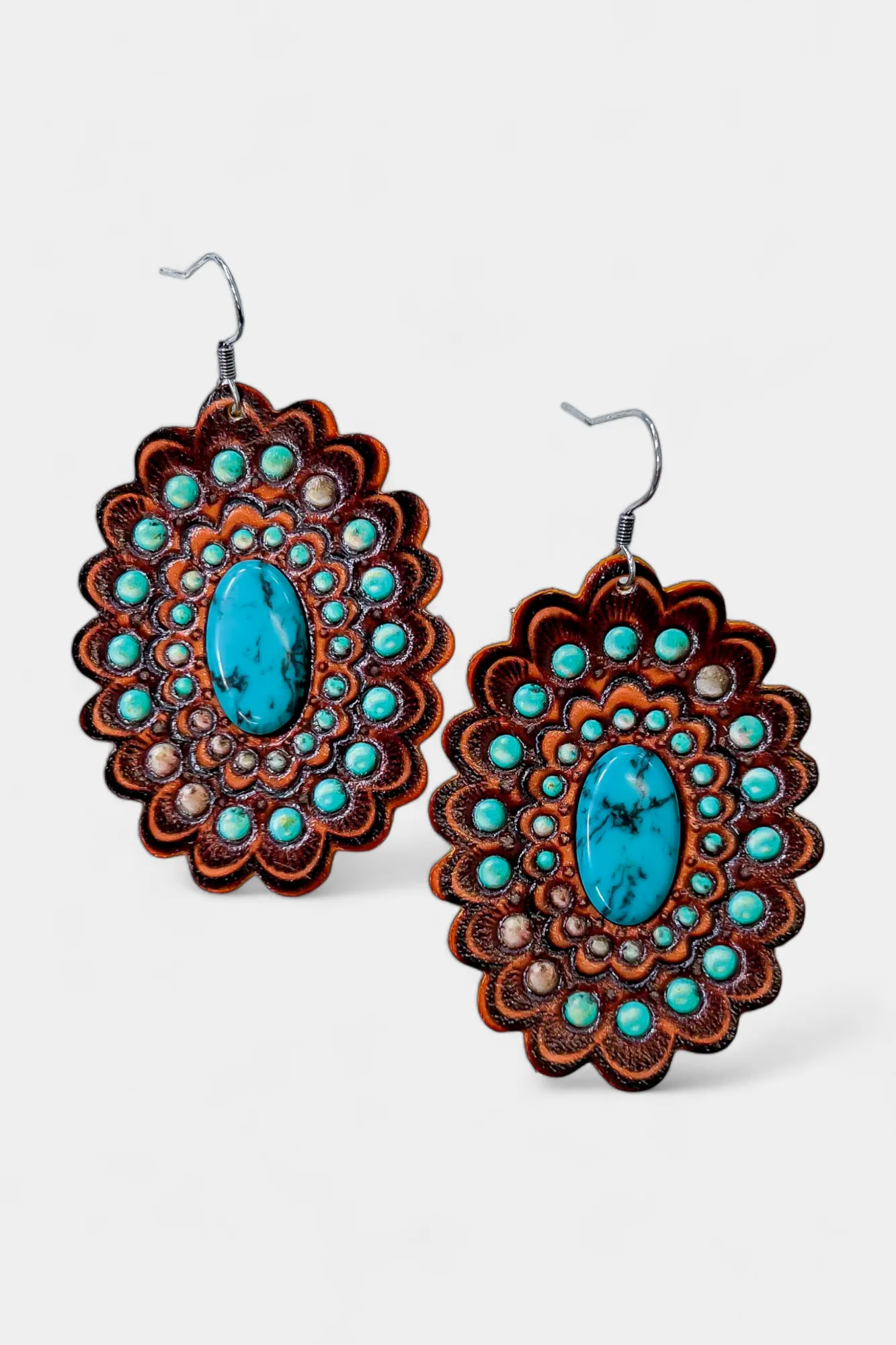 Turquoise Concho Flower Earrings sold by ZZs