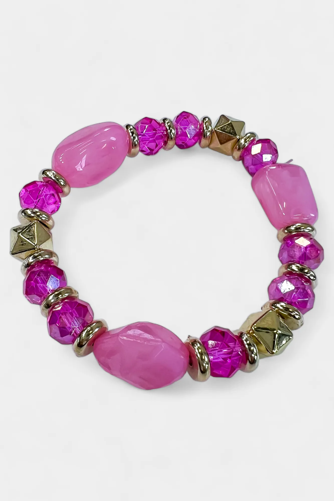 Pink Beaded Stretch Bracelet sold by ZZs