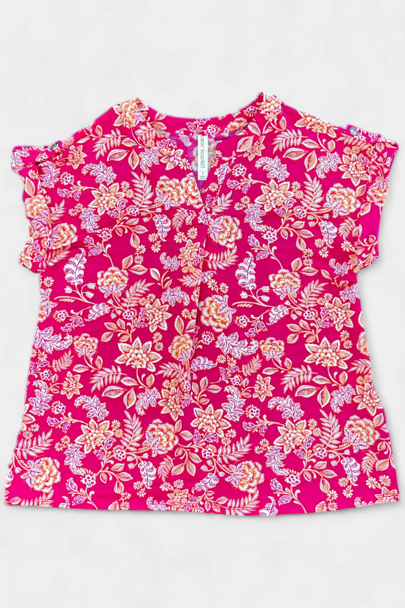 Hot Pink Floral Lizzy Short Sleeve Top sold by ZZs