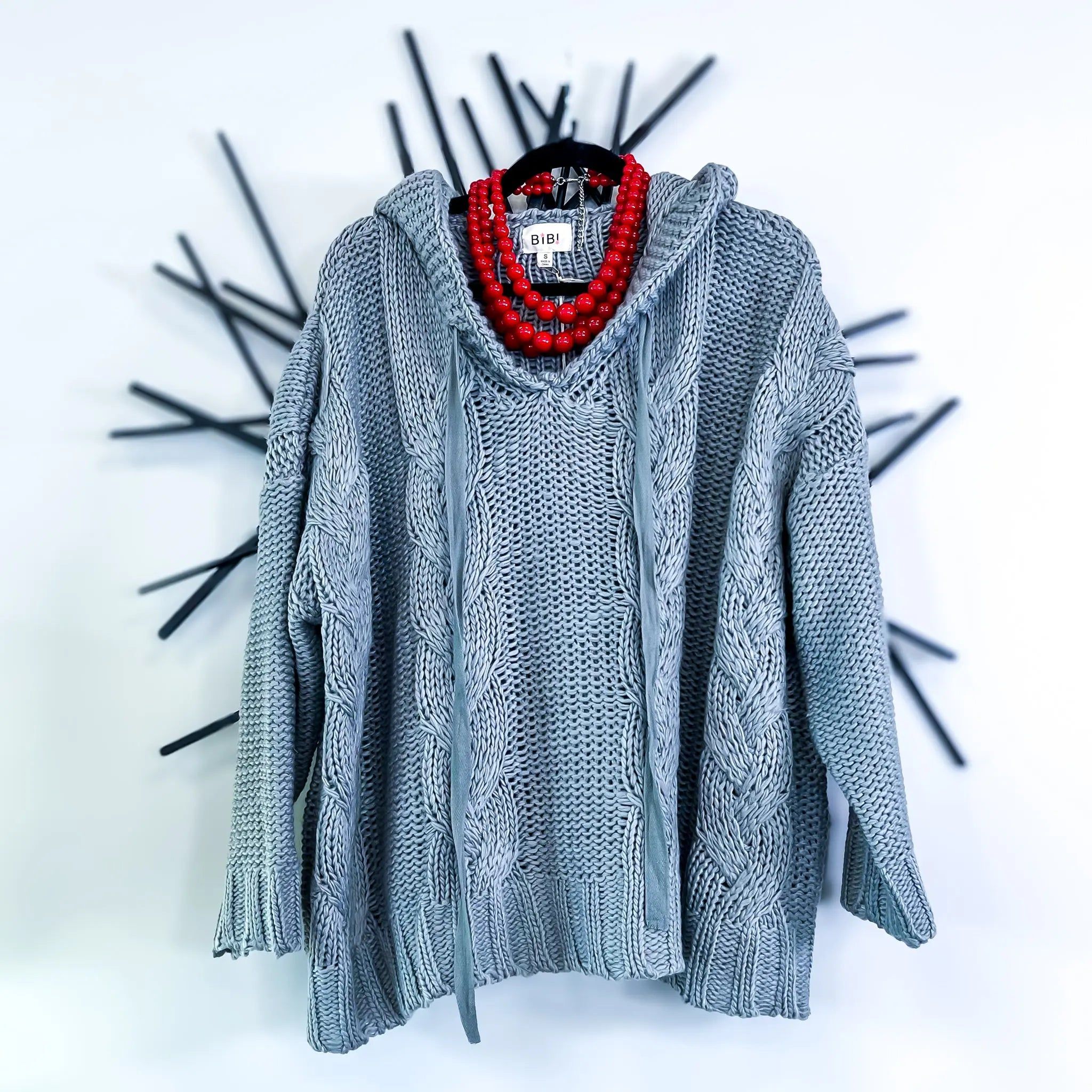 Grey Cable Knit Hoodie sold by ZZs product image thumbnail 4