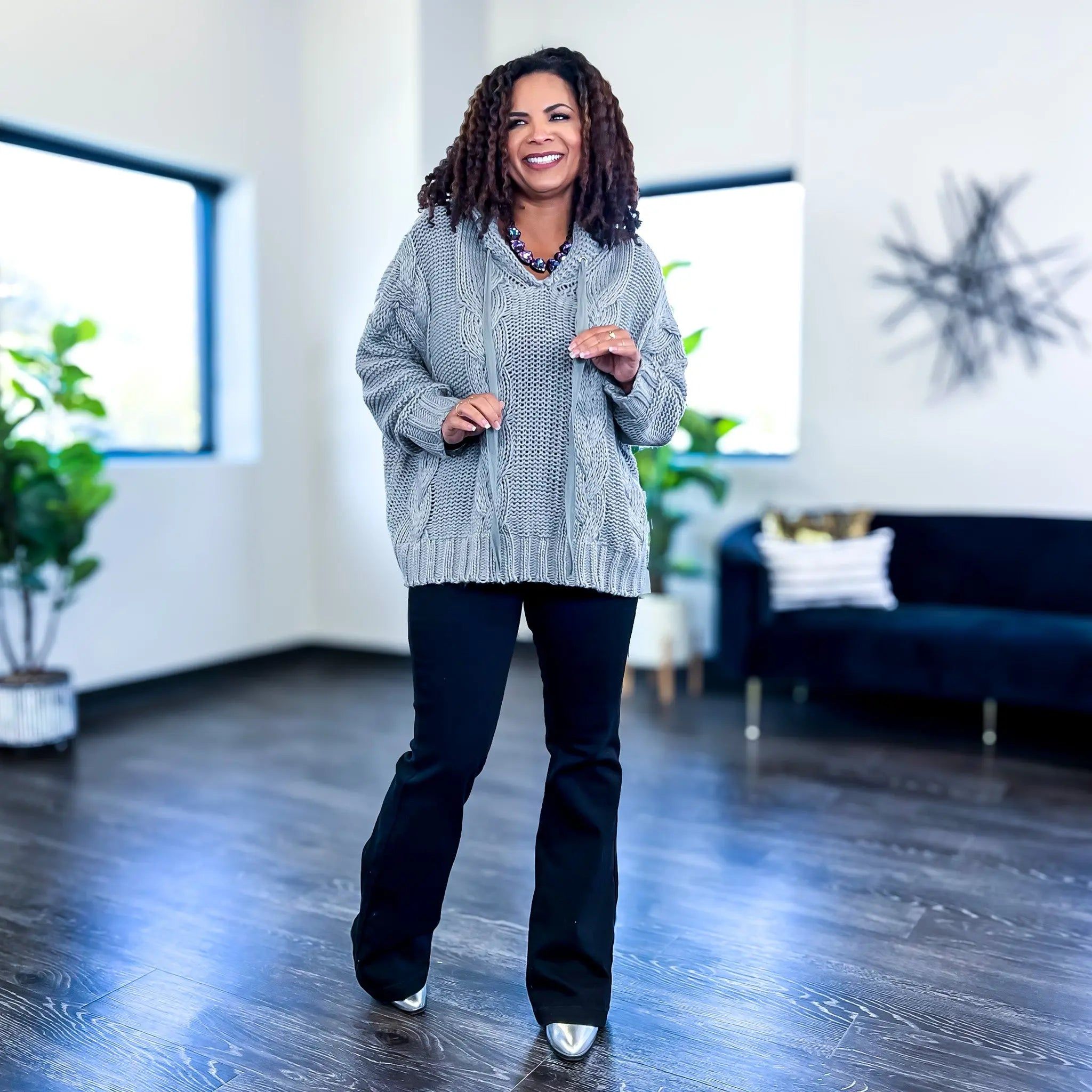 Grey Cable Knit Hoodie sold by ZZs product image thumbnail 3