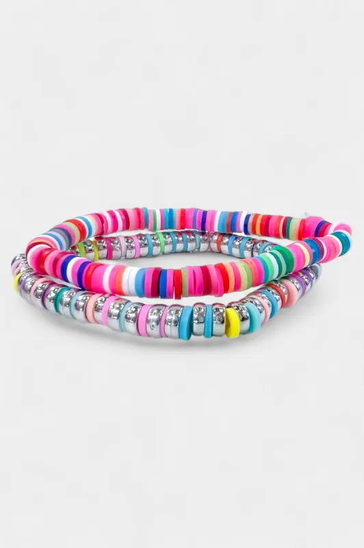 Silver Multi Beaded Stretch Bracelet Set sold by ZZs