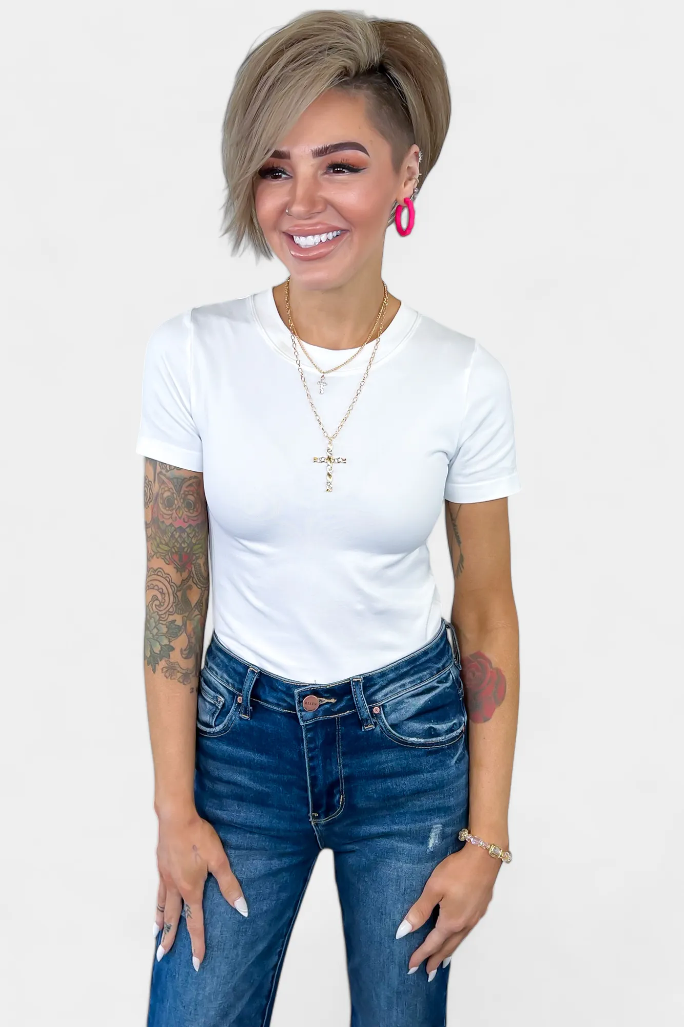 Pink Flower Hoop Earrings sold by ZZs product image thumbnail 2