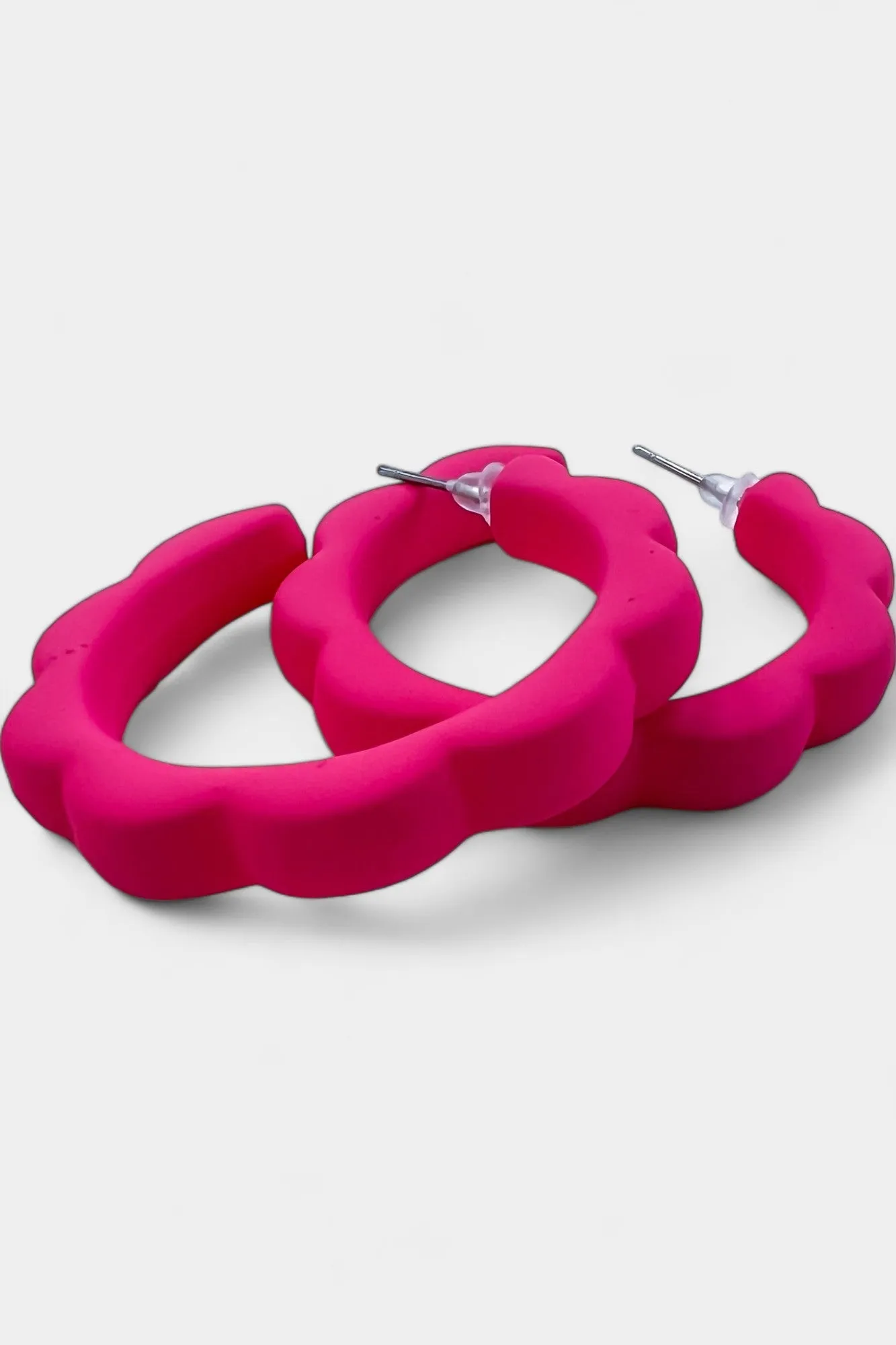 Pink Flower Hoop Earrings sold by ZZs product image thumbnail 3