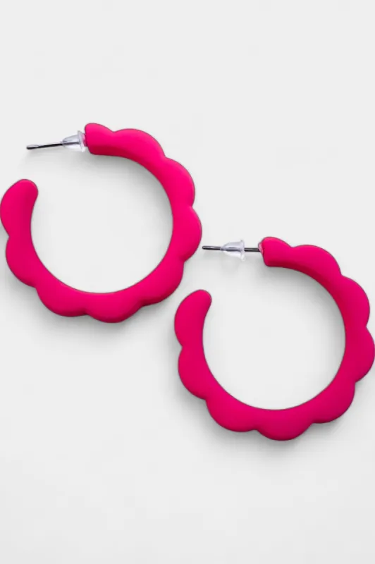 Pink Flower Hoop Earrings sold by ZZs