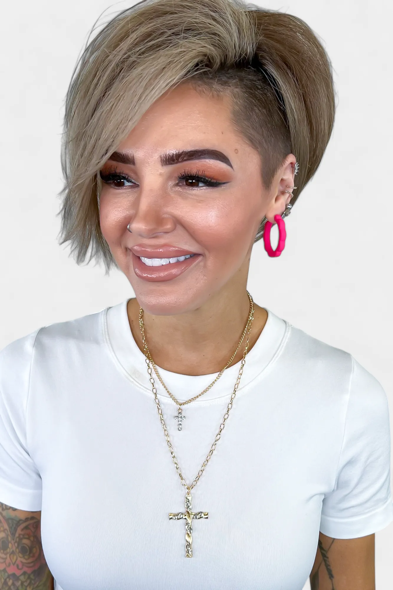 Pink Flower Hoop Earrings sold by ZZs product image thumbnail 5