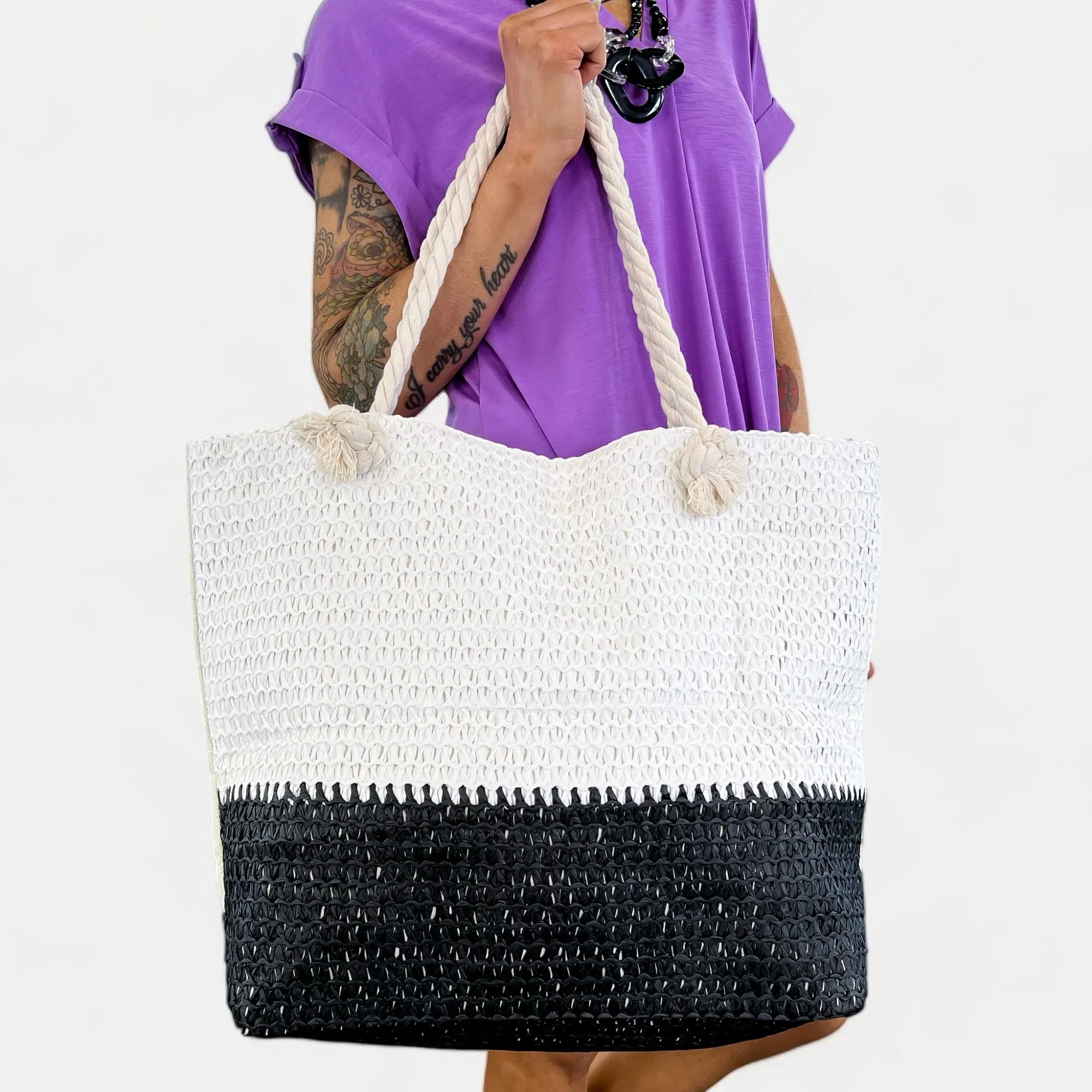 Black & White Beach Tote Bag sold by ZZs product image thumbnail 5