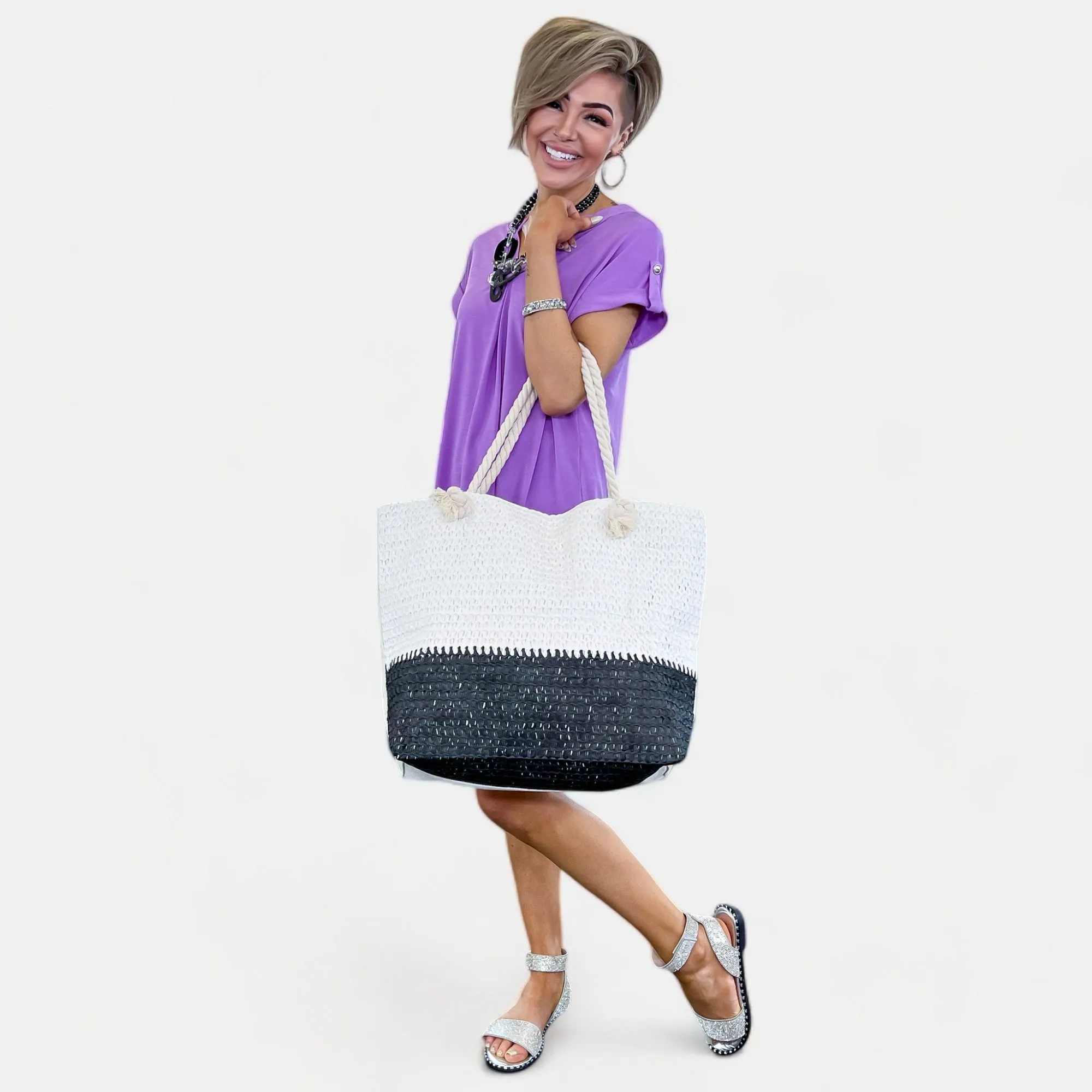 Black & White Beach Tote Bag sold by ZZs product image thumbnail 3