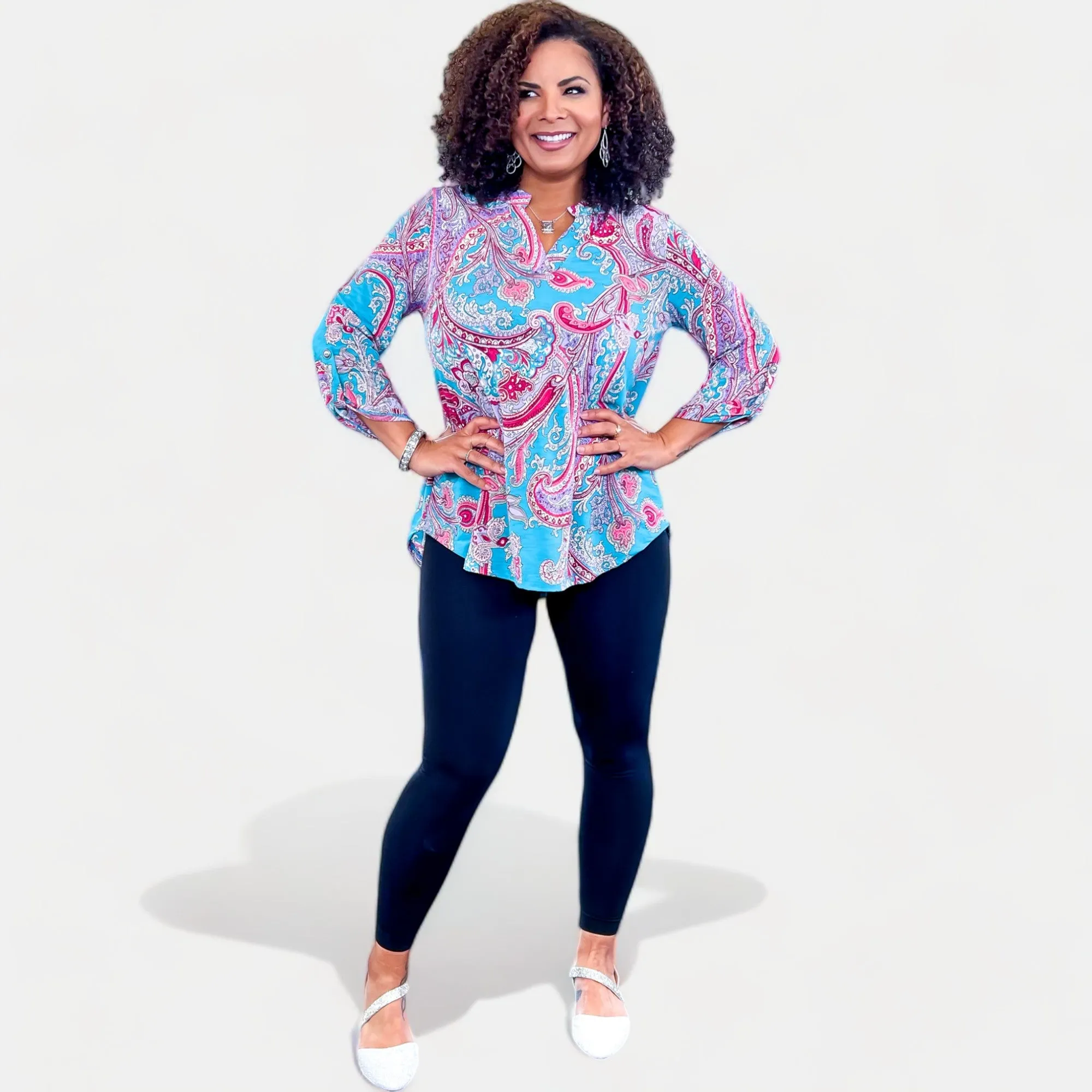 Blue Multi Paisley Lizzy Top sold by ZZs