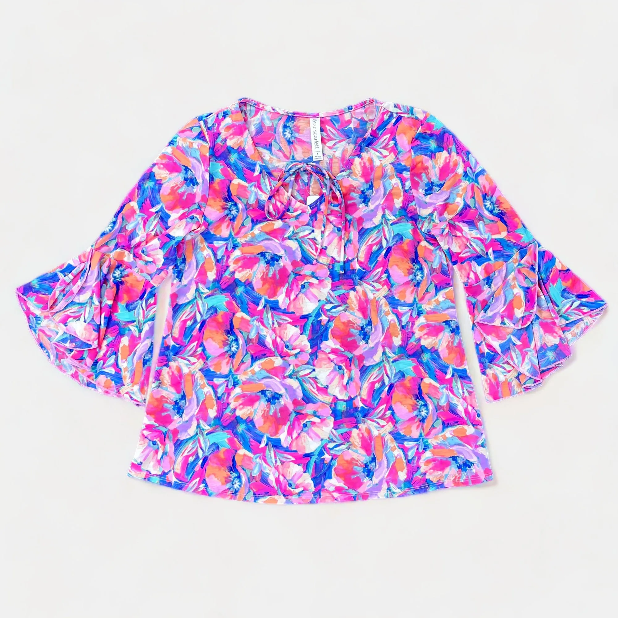 Royal Multi Floral Bell Sleeve Top sold by ZZs product image thumbnail 3