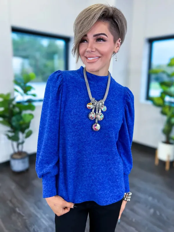 Puff Sleeve Sweater | Blue sold by ZZs