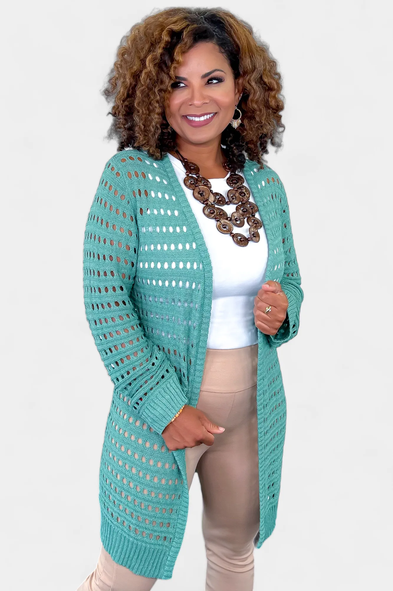 Green Open Knit Cardigan sold by ZZs product image thumbnail 3