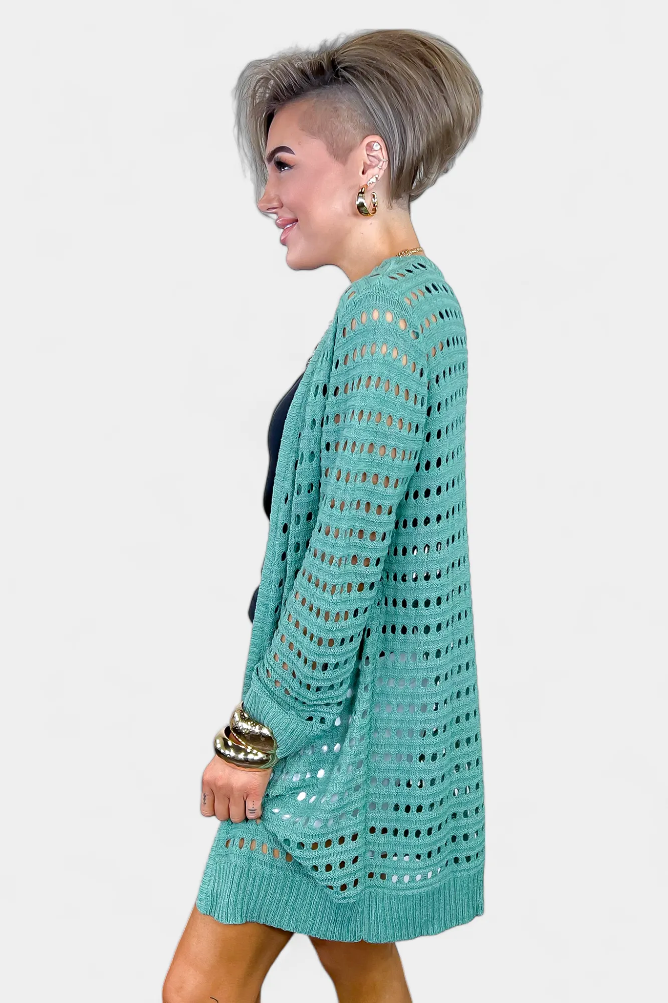 Green Open Knit Cardigan sold by ZZs product image thumbnail 5