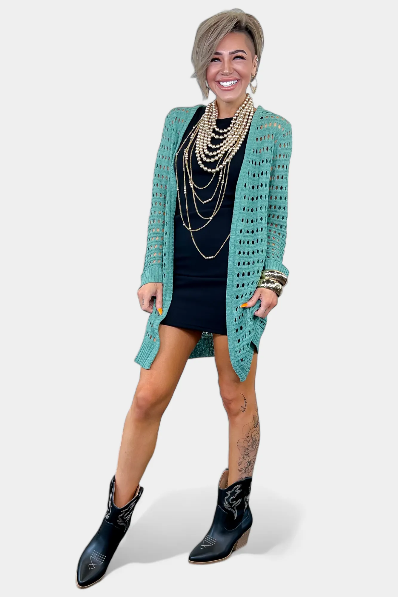 Green Open Knit Cardigan sold by ZZs product image thumbnail 4