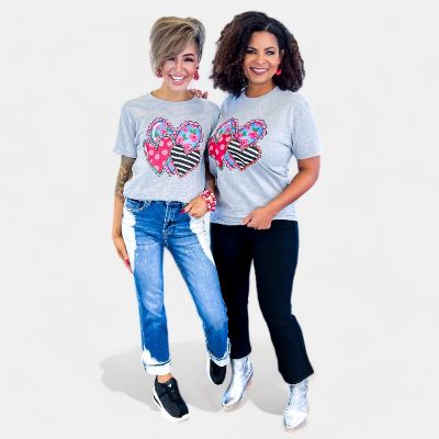 Grey Cutesie Heart Graphic T-Shirt [NO RETURNS] sold by ZZs