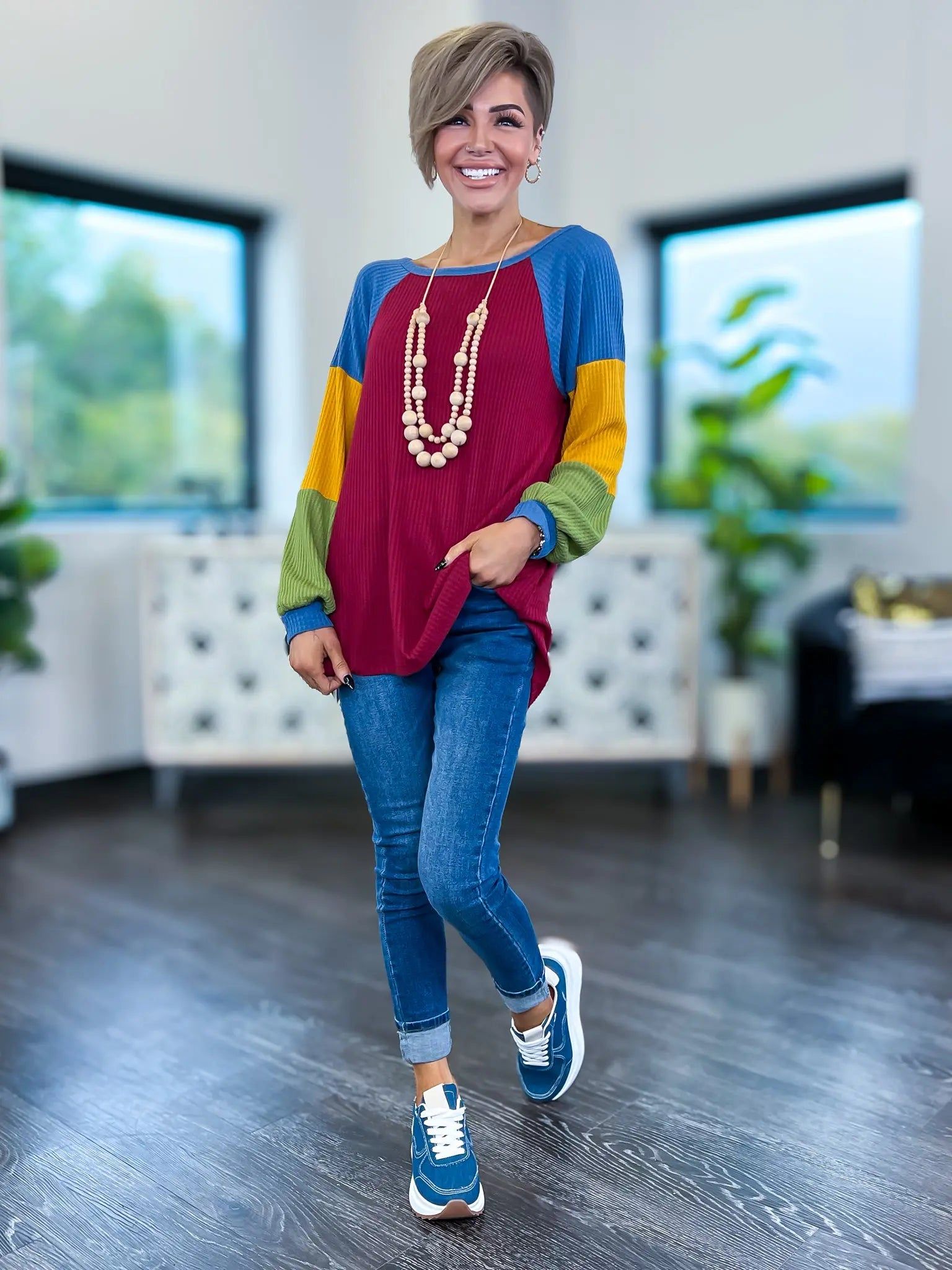 Long Sleeve Waffle Top | Burgundy sold by ZZs product image thumbnail 8