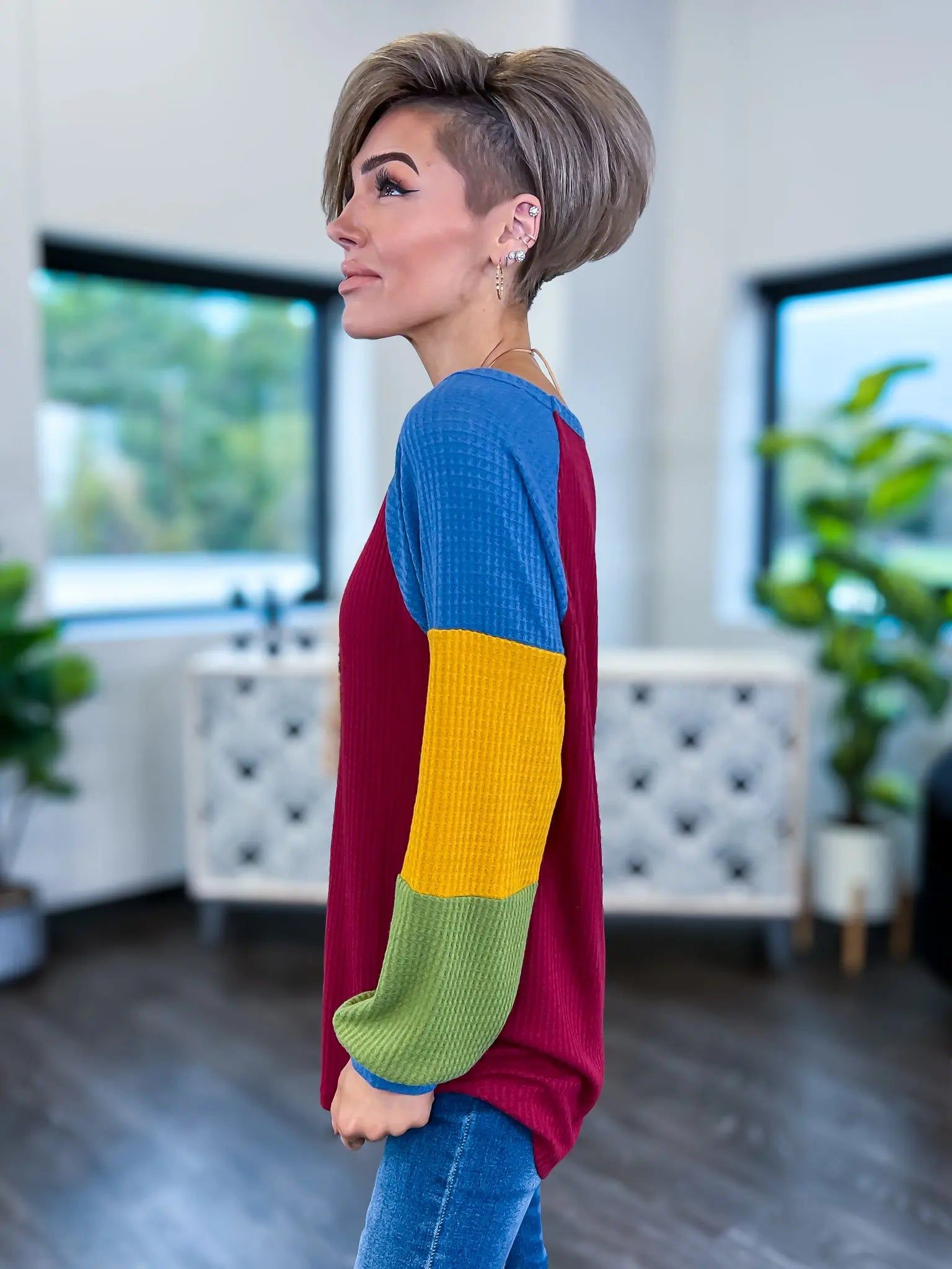 Long Sleeve Waffle Top | Burgundy sold by ZZs product image thumbnail 4