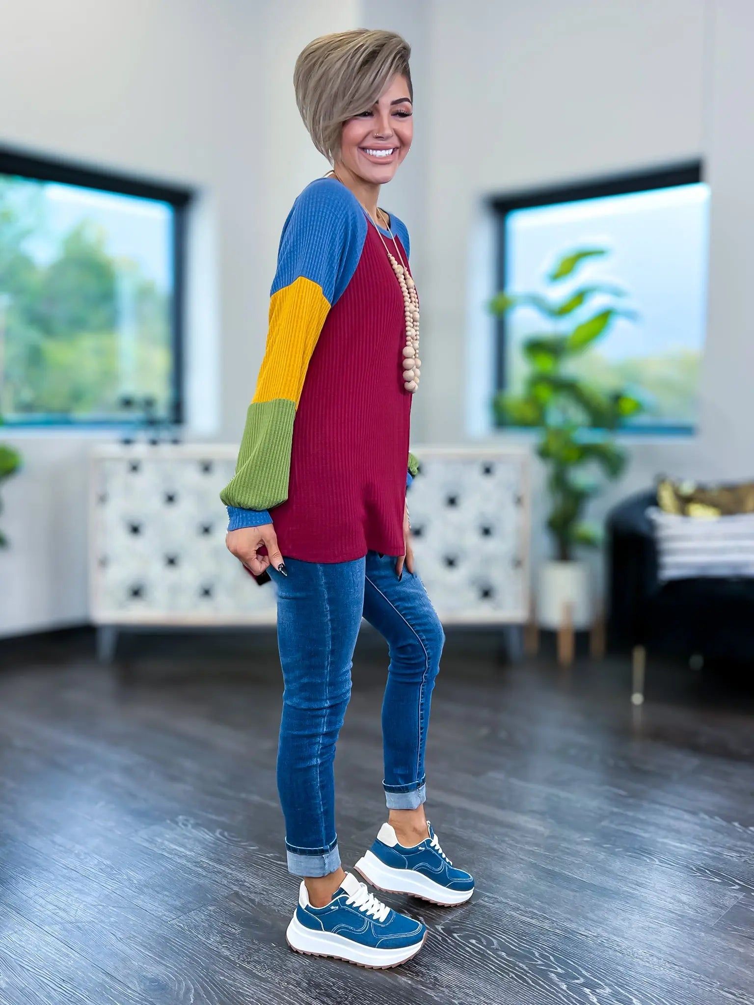 Long Sleeve Waffle Top | Burgundy sold by ZZs product image thumbnail 6