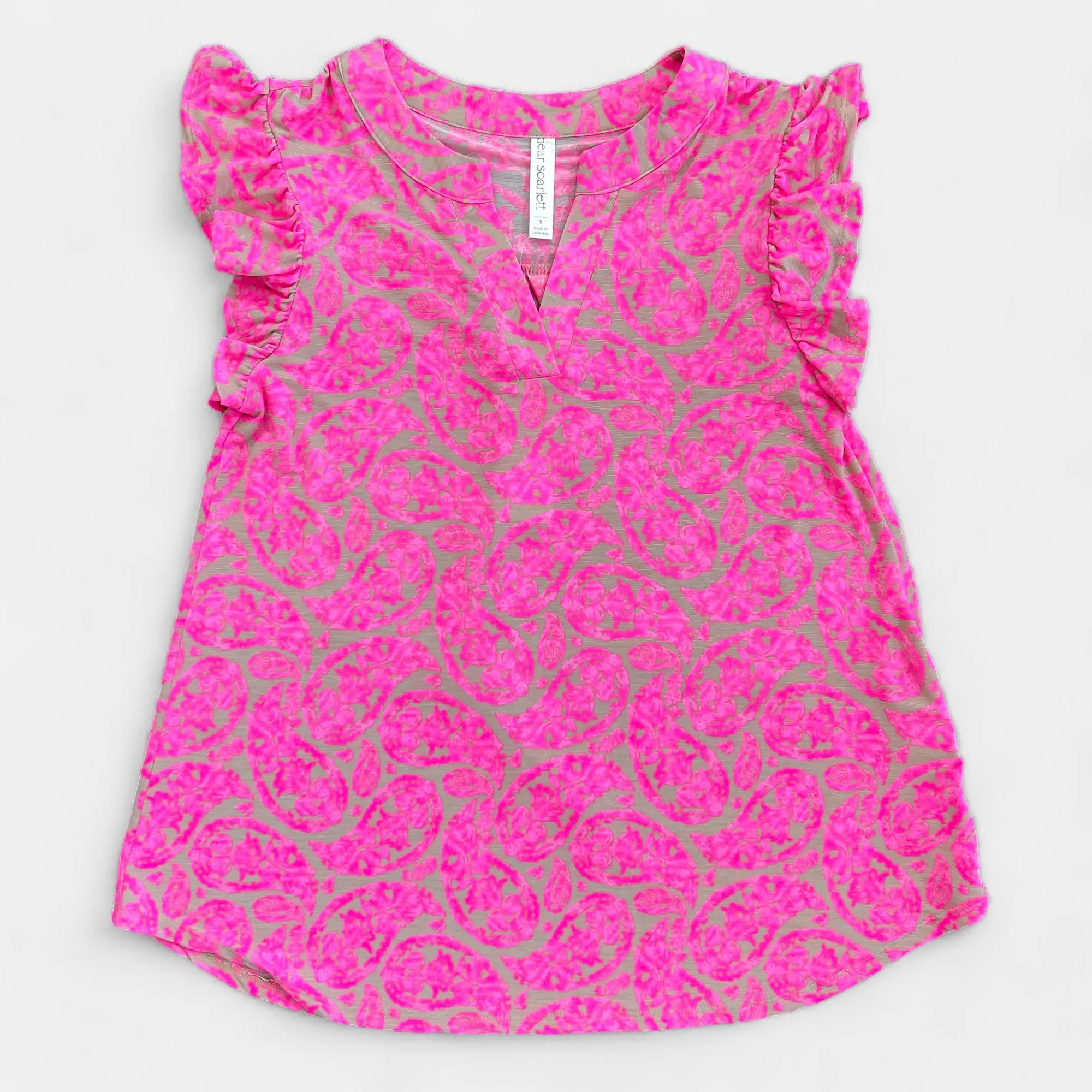 Oyster Pink Paisley Lizzy Flutter Sleeve Top sold by ZZs product image thumbnail 3