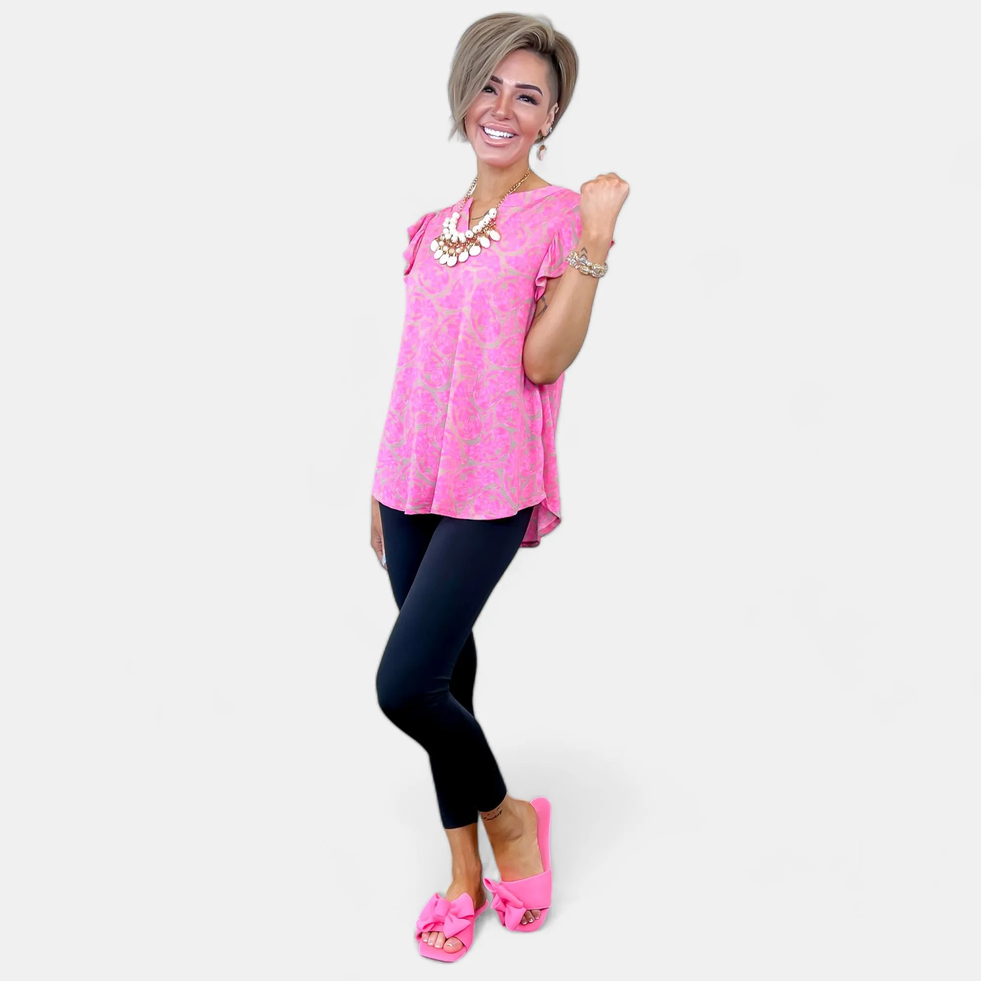 Oyster Pink Paisley Lizzy Flutter Sleeve Top sold by ZZs product image thumbnail 2