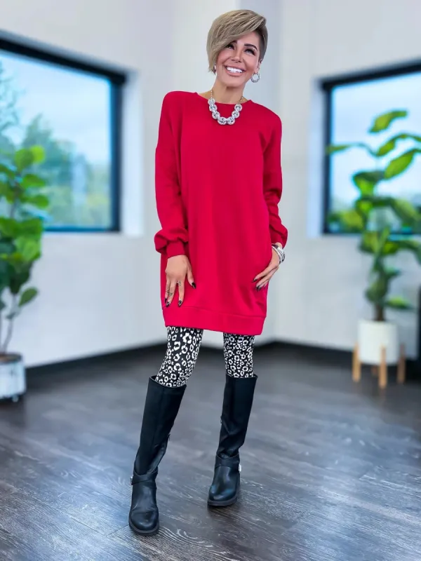 Red Oversized Long Sweatshirt sold by ZZs