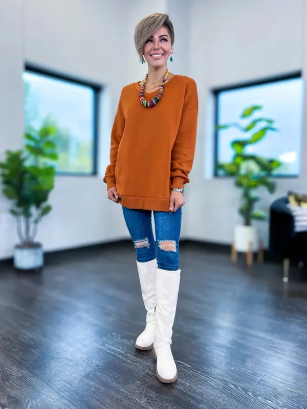 V-Neck Pocket Sweatshirt | Almond sold by ZZs