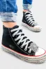 Black Embellished High Top Sneakers sold by ZZs