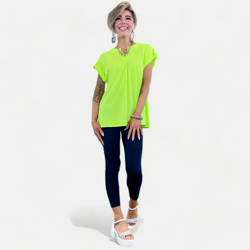 Neon Green Lizzy Short Sleeve Top [NO RETURNS] sold by ZZs
