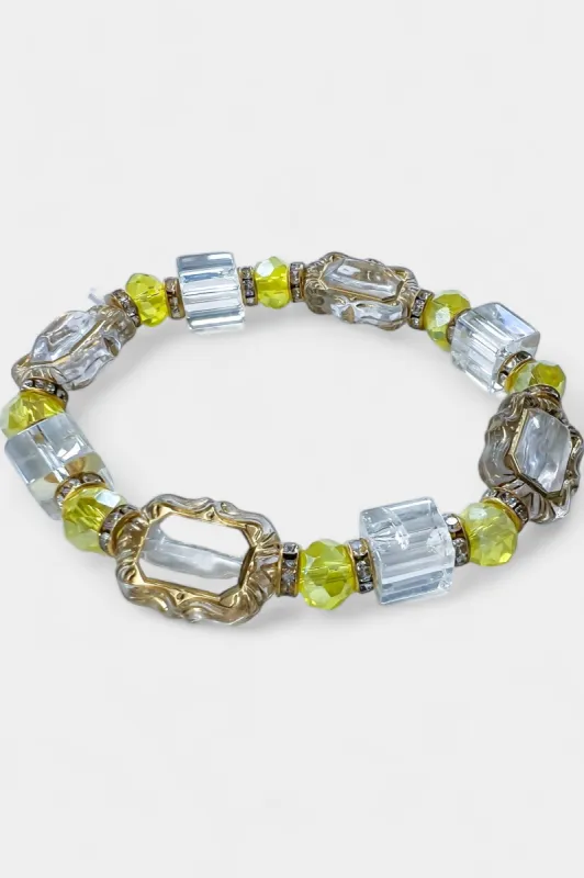 Yellow Glass Stone Stretch Bracelet sold by ZZs