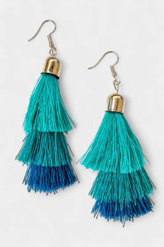 Green Tassel Dangle Earrings sold by ZZs