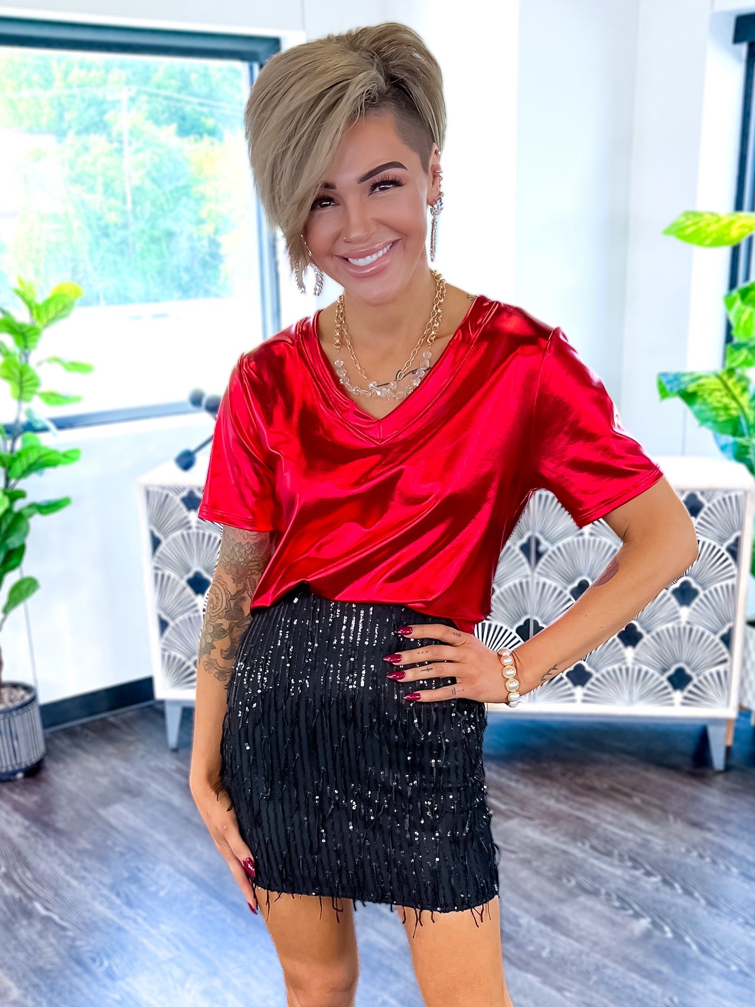 Black Fringe Sequin Mini Skirt sold by ZZs product image thumbnail 4