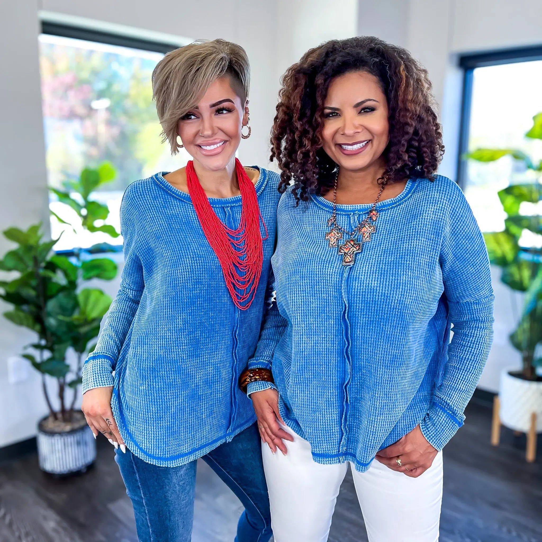 Blue Oversized Waffle Top sold by ZZs product image thumbnail 3