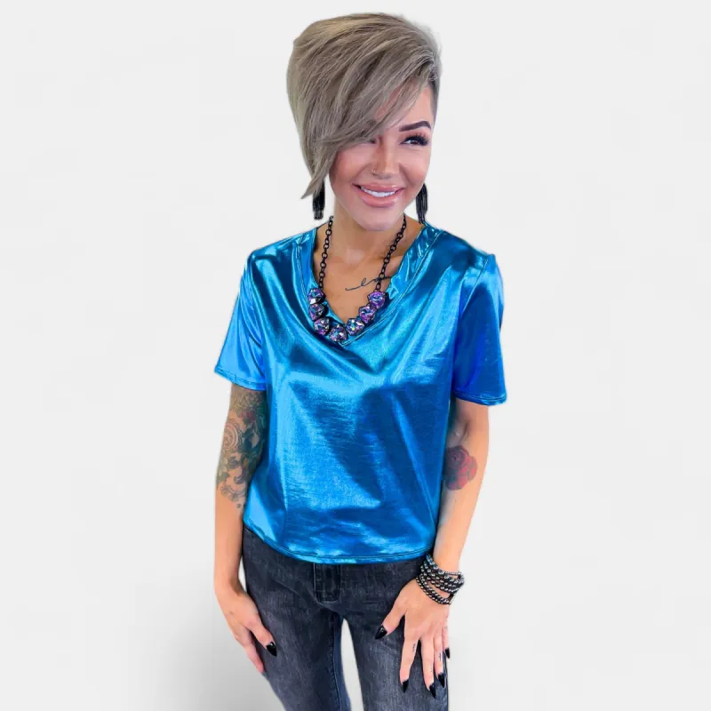 Turquoise Metallic Top [NO RETURNS] sold by ZZs