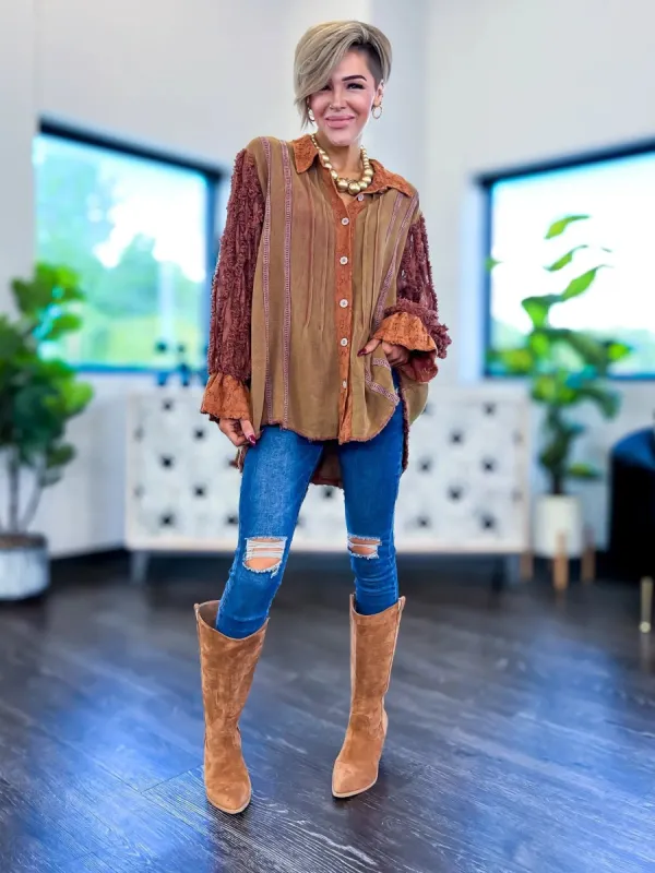 Lace Balloon Top | Mocha sold by ZZs