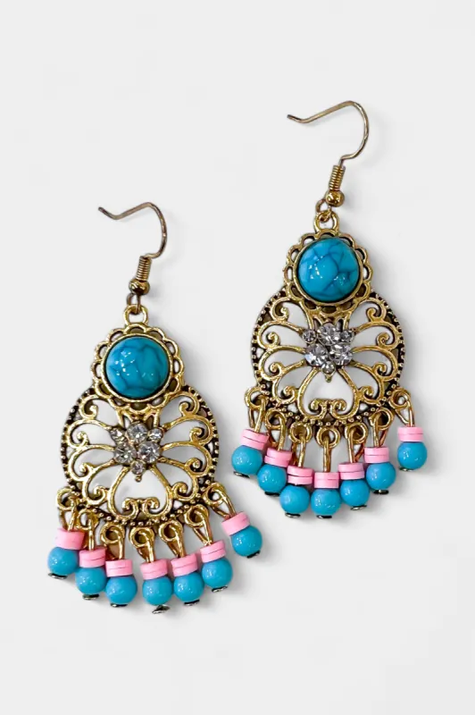 Turquoise Bohemian Dream Catcher Earrings sold by ZZs