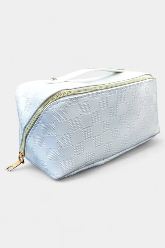 Ivory Checkered Makeup Bag sold by ZZs