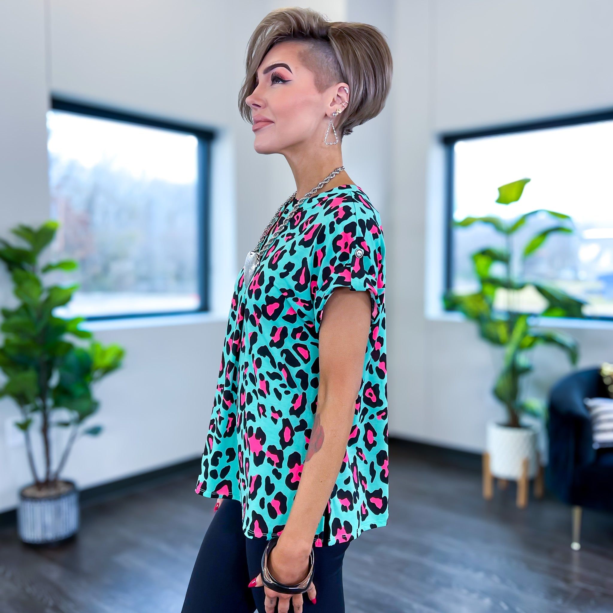 Green & Pink Lizzy Short Sleeve Top sold by ZZs product image thumbnail 5