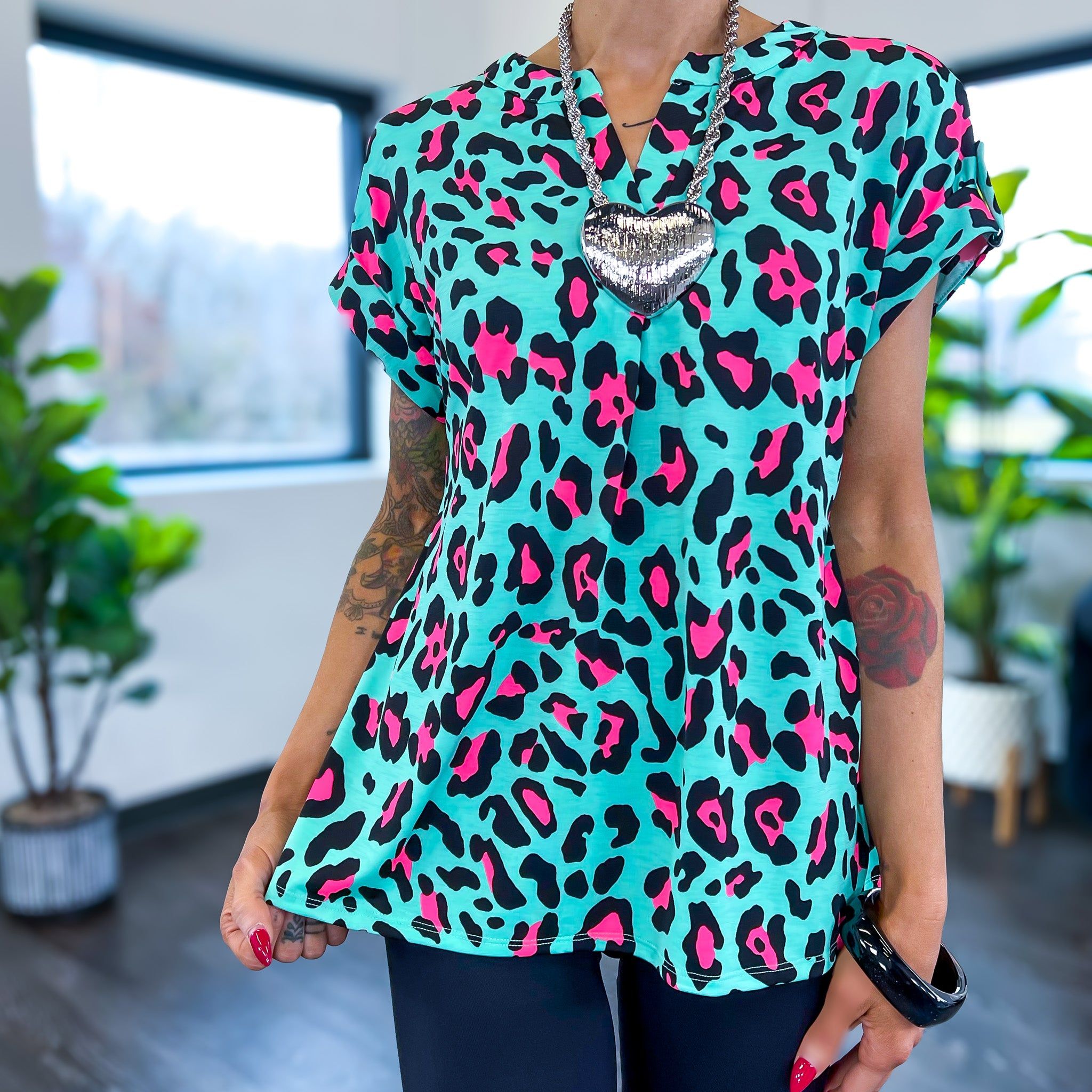 Green & Pink Lizzy Short Sleeve Top sold by ZZs product image thumbnail 3