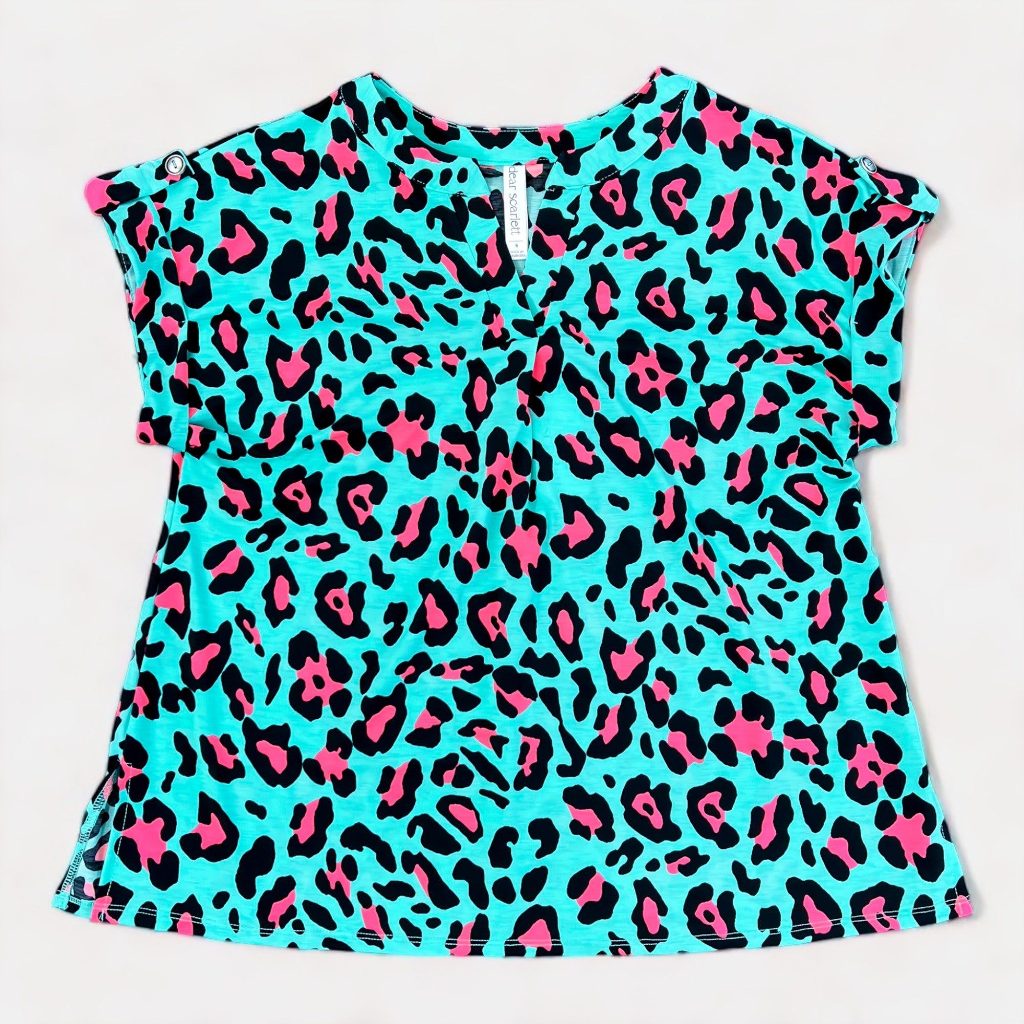 Green & Pink Lizzy Short Sleeve Top sold by ZZs
