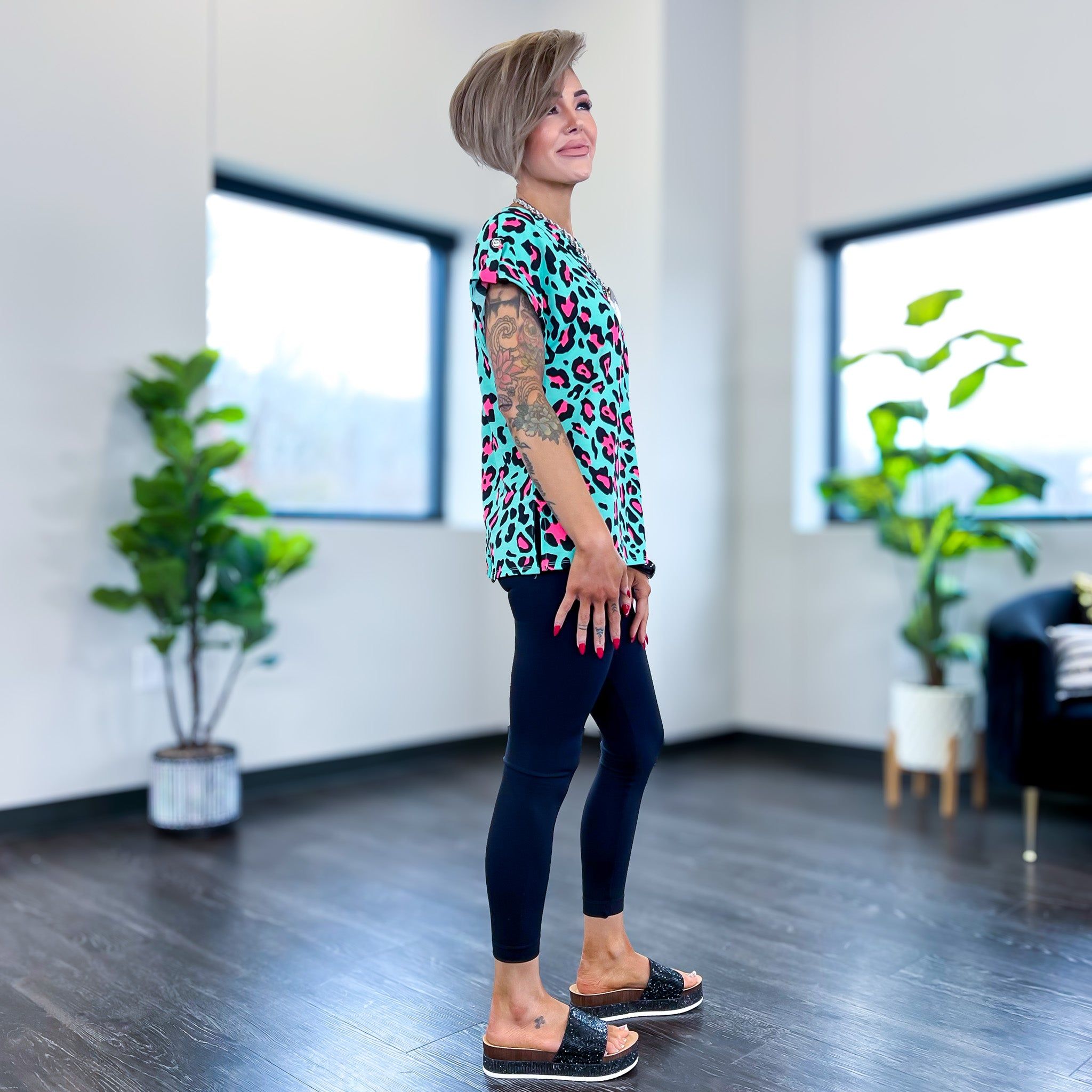 Green & Pink Lizzy Short Sleeve Top sold by ZZs product image thumbnail 4