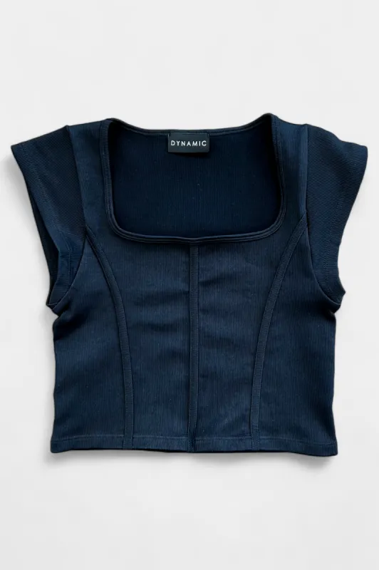 Black Ribbed Short Sleeve Crop Top sold by ZZs