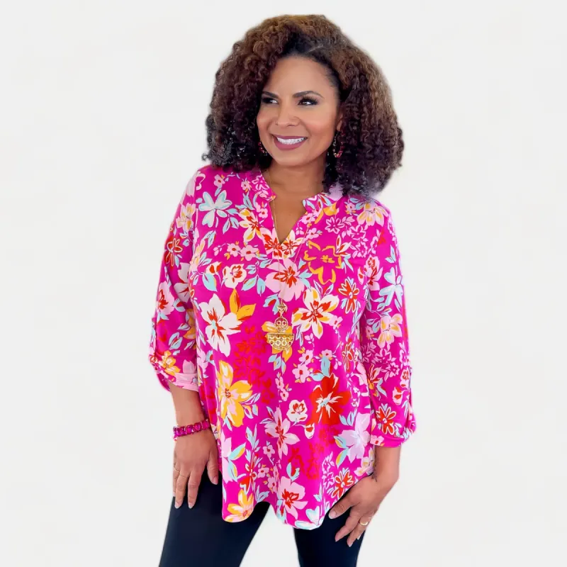 Pink Multi Floral Lizzy Top sold by ZZs