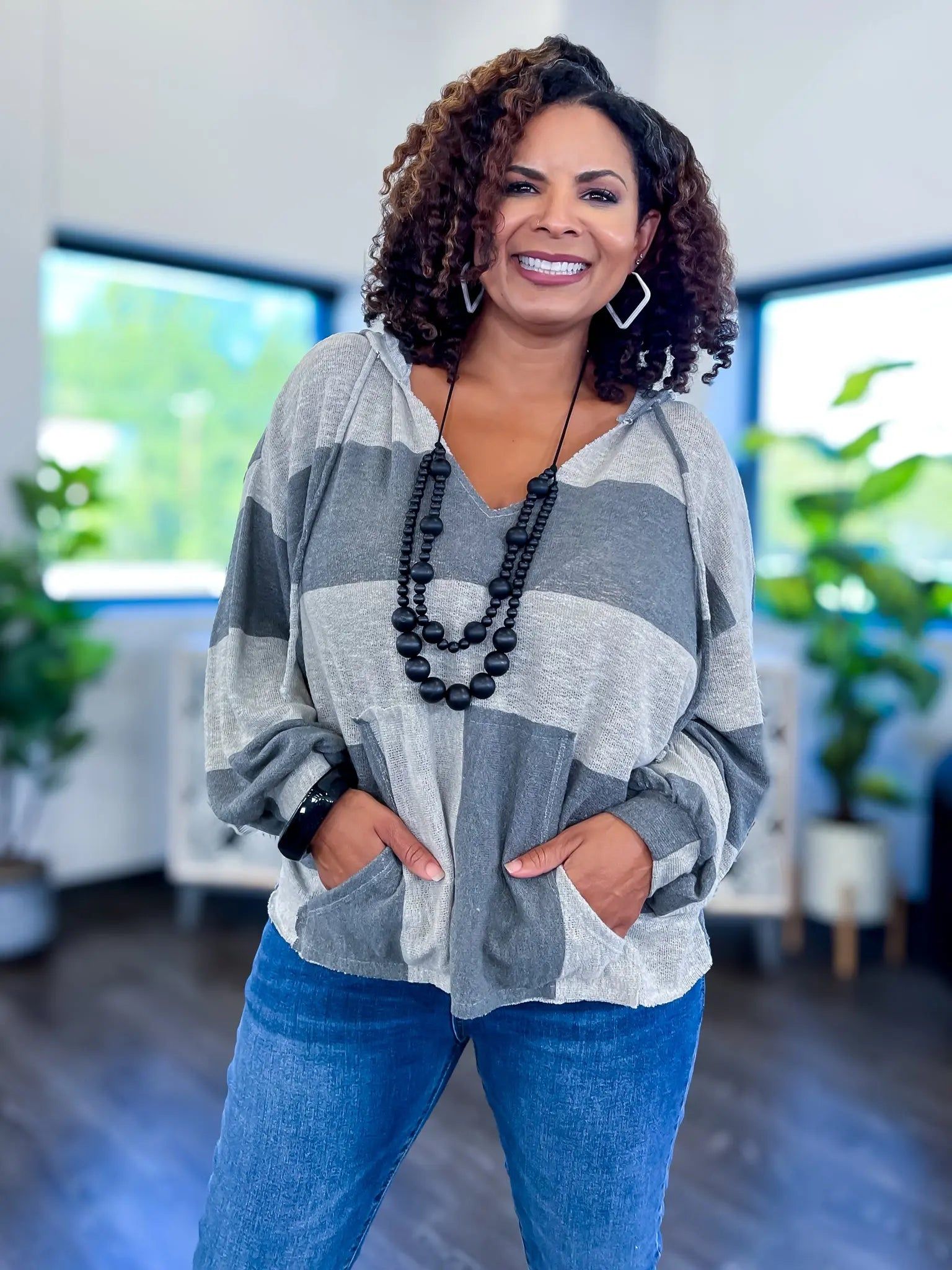 Charcoal Striped Knit Hoodie sold by ZZs product image thumbnail 3