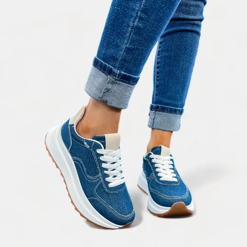 Dark Blue Denim Sneakers sold by ZZs