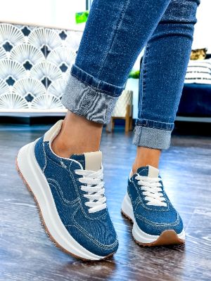 Dark Blue Denim Sneakers sold by ZZs
